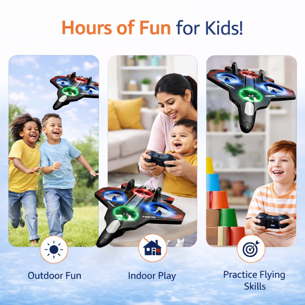 Remote Control Aeroplane for Kids | Rechargeable RC Airplane Toy with 2.4GHz Controller | Outdoor Flying Glider Plane | Birthday Gift for Boys & Girls