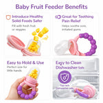 DHOOTHA™ Fruit Nibbler for Babies | BPA Free Silicone Feeder Pacifier for Fresh Fruits & Vegetables | Safe Self Feeding Teether for Infants | Easy Grip Toddler Food Dispenser