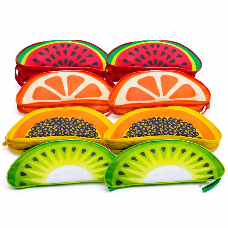 Fruit Shape Pencil Pouch Set for Kids – Cute Zipper Cosmetic & Stationery Organizer, Watermelon Orange Kiwi Printed Storage Bags for School, Travel & Makeup (Multi-Design Pack)