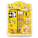 Cute Cartoon Theme Stationery Set for Kids with Metal Pencil Box | School Supplies Kit with Printed Pencils, Erasers & Sharpener | Birthday Return Gift for Boys & Girls Age 4–12