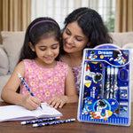 Cute Cartoon Theme Stationery Set for Kids with Metal Pencil Box | School Supplies Kit with Printed Pencils, Erasers & Sharpener | Birthday Return Gift for Boys & Girls Age 4–12