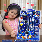 Cute Cartoon Theme Stationery Set for Kids with Metal Pencil Box | School Supplies Kit with Printed Pencils, Erasers & Sharpener | Birthday Return Gift for Boys & Girls Age 4–12