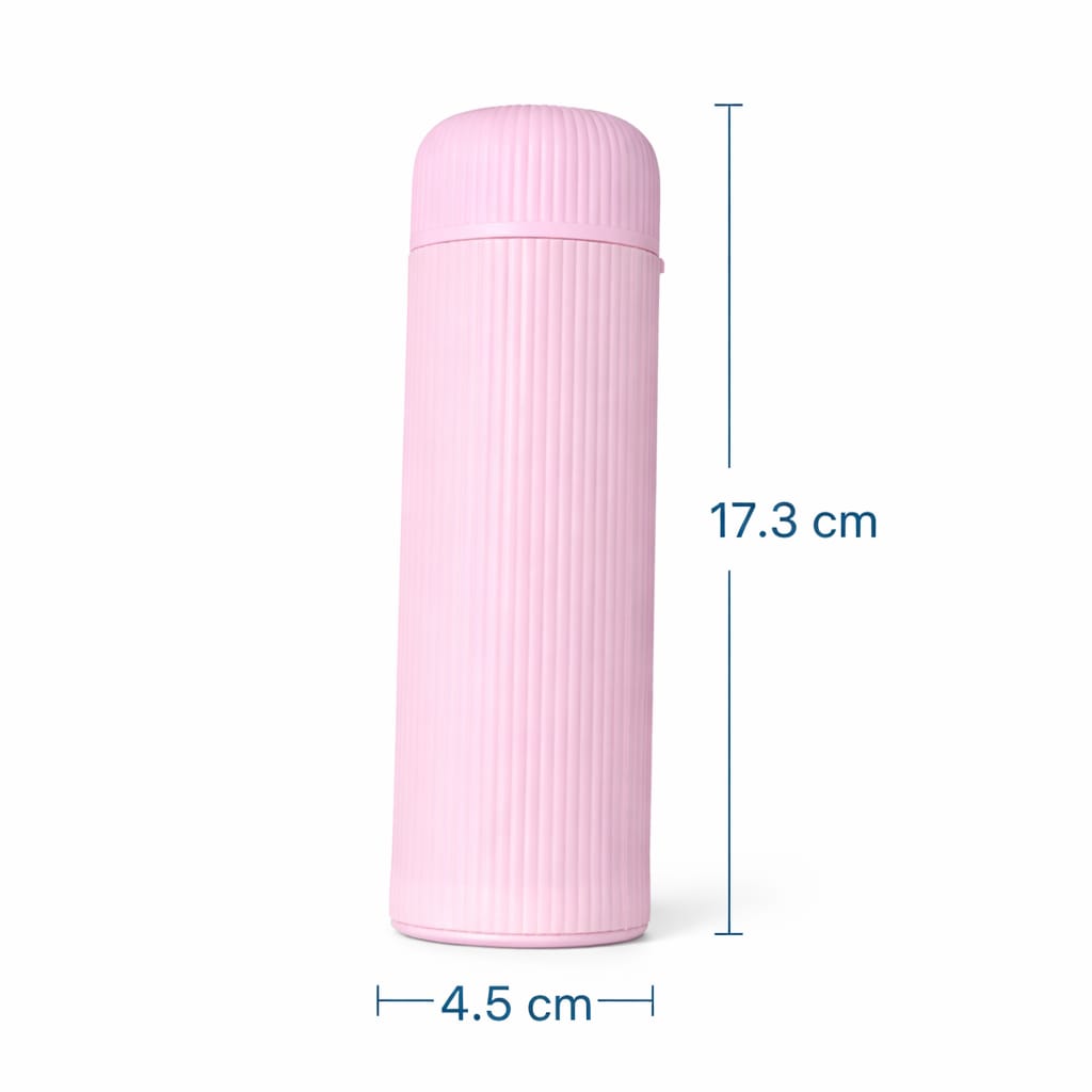 Glass Water Bottle with Lid – Leakproof Reusable Drinking Bottle, Stylish Ribbed Design, BPA-Free Eco-Friendly Glass Bottle for Water, Juice & Beverages, Travel Office Gym (Pink)