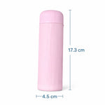 Glass Water Bottle with Lid – Leakproof Reusable Drinking Bottle, Stylish Ribbed Design, BPA-Free Eco-Friendly Glass Bottle for Water, Juice & Beverages, Travel Office Gym (Pink)