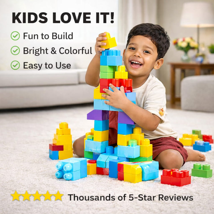DHOOTHA™ 120 Pcs Mega Building Blocks Set for Kids | Jumbo Construction Bricks for Toddlers | Early Learning Stacking Toy | Creative Educational Gift for Boys & Girls