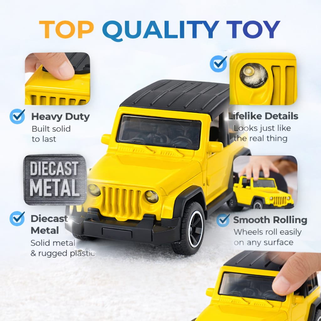 Mini SUV Off Road Die Cast Car Toy for Kids | Pull Back Action Metal Jeep Style Vehicle | Realistic 4x4 Adventure Model | Birthday Gift for Boys & Girls