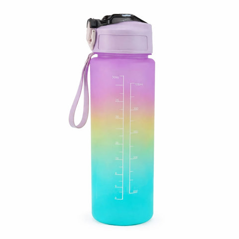 Motivational Water Bottle 1 Liter with Time Marker & Straw – Leakproof BPA-Free Gym Water Bottle for Fitness, Office, Yoga & Outdoor – Daily Water Intake Tracker Bottle for Men & Women