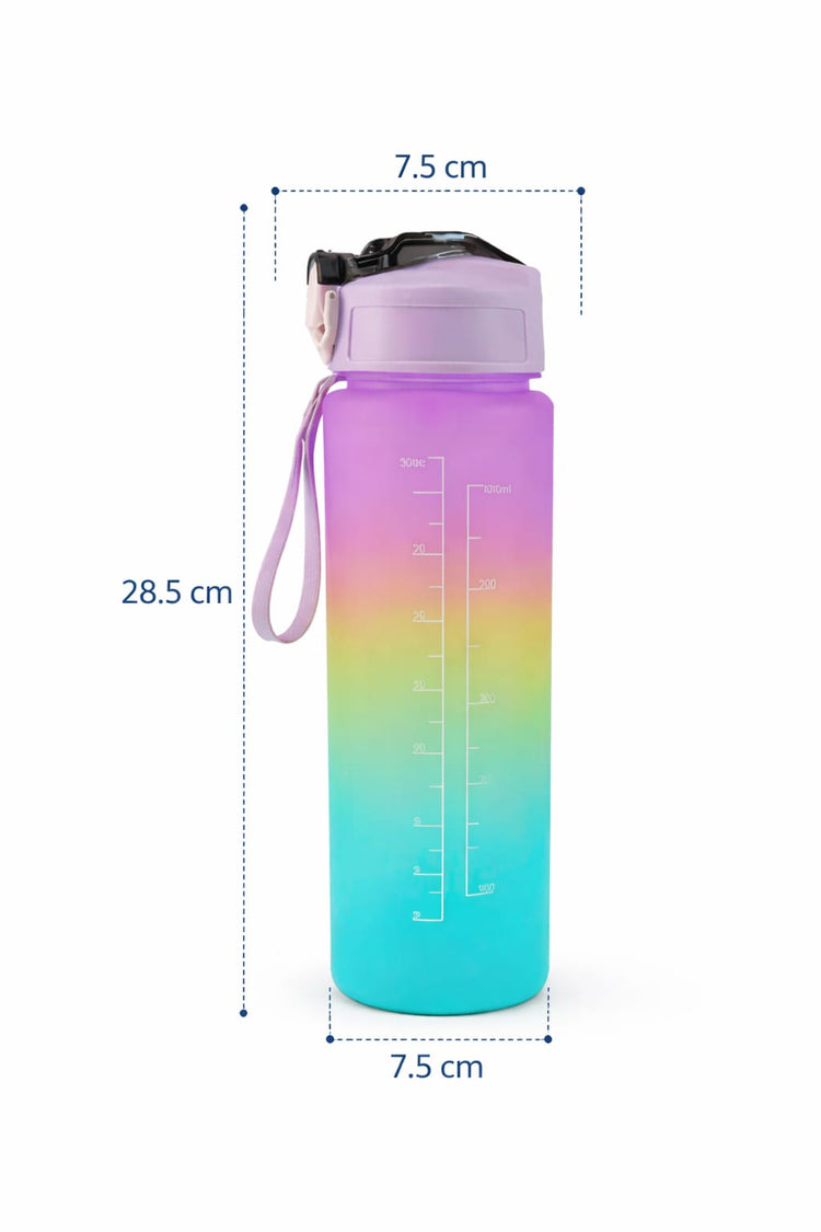 Motivational Water Bottle 1 Liter with Time Marker & Straw – Leakproof BPA-Free Gym Water Bottle for Fitness, Office, Yoga & Outdoor – Daily Water Intake Tracker Bottle for Men & Women