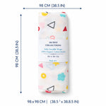 Baby Muslin Swaddle Blanket Pack of 3 – 100% Organic Cotton Newborn Swaddle Wraps, Soft Breathable Receiving Blankets 98x98 cm for Infants & Toddlers
