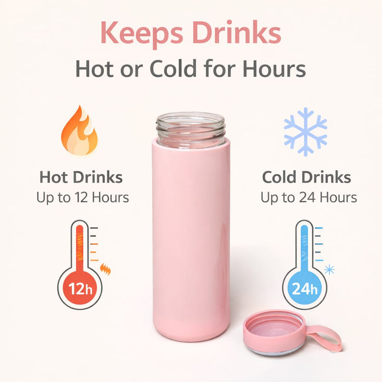 Cute Pink Insulated Water Bottle with Bunny Ear Lid – Leakproof Stainless Steel Thermos, Double Wall Vacuum Flask for Hot & Cold Drinks, Portable Travel Bottle for Kids & Adults