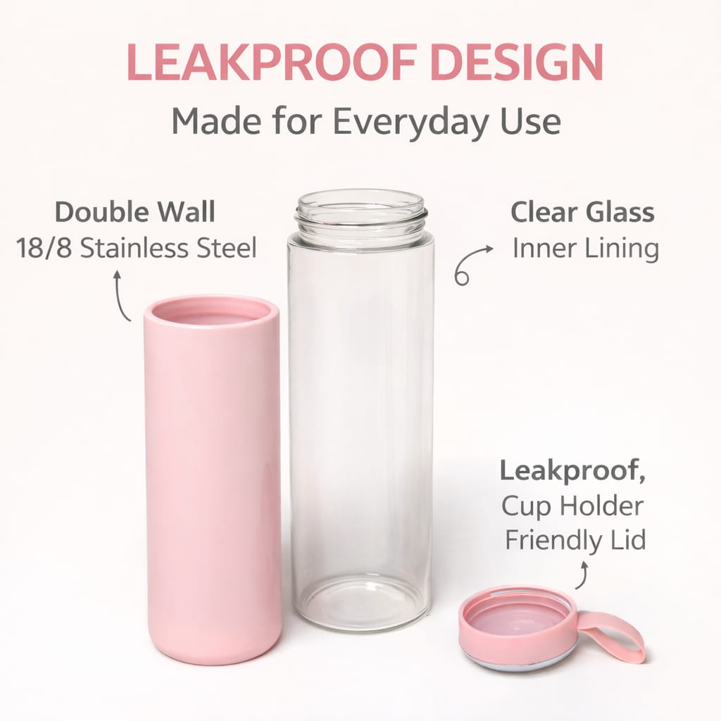 Cute Pink Insulated Water Bottle with Bunny Ear Lid – Leakproof Stainless Steel Thermos, Double Wall Vacuum Flask for Hot & Cold Drinks, Portable Travel Bottle for Kids & Adults