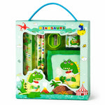 Dinosaur Kids Stationery Gift Set – Cute School Supplies Kit with Notebook, Pencil, Eraser & Sharpener – Cartoon Dino Writing Set for Boys & Girls, Return Gift Pack