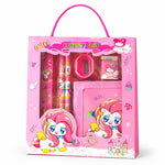Cute Pink Kids Stationery Gift Set – Cartoon School Supplies Kit with Notebook, Pencil, Eraser & Accessories – Kawaii Writing Set for Girls, Back to School Gift Pack