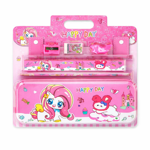 Kids Unicorn Stationery Set – Cute Pink Pencil Case with Pencil, Eraser & Sharpener – Cartoon School Supplies Kit for Girls, Back to School Gift Set