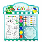 Kids Dinosaur Painting Kit – Watercolor & DIY Art Set with Paint Tubes, Brush, Palette & Coloring Book – Dino Drawing Kit for Boys & Girls, Creative Gift Set
