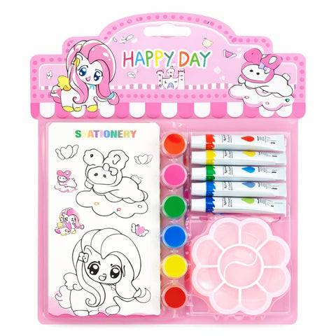 Kids Unicorn Painting Kit – Watercolor & DIY Art Set with Paint Tubes, Brush, Palette & Coloring Book – Cute Cartoon Drawing Kit for Girls, Creative Gift Set