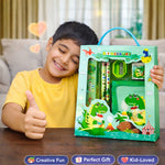 Dinosaur Kids Stationery Gift Set – Cute School Supplies Kit with Notebook, Pencil, Eraser & Sharpener – Cartoon Dino Writing Set for Boys & Girls, Return Gift Pack