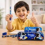 Kids Space Stationery Set – Astronaut Pencil Case with Pencil, Eraser & Sharpener – Dream Space School Supplies Kit for Boys & Girls, Cartoon Gift Set