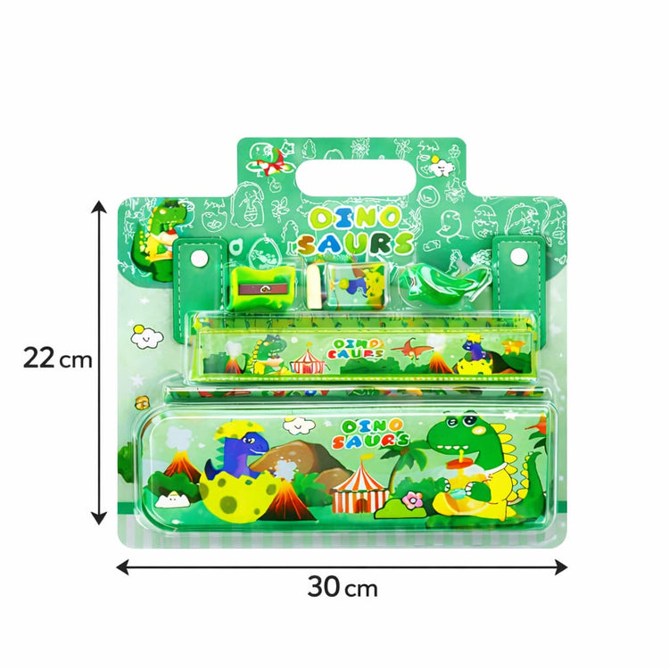 Kids Dinosaur Stationery Set – Cute Dino Pencil Case with Pencil, Eraser & Sharpener – Cartoon School Supplies Kit for Boys & Girls, Back to School Gift Set