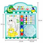 Kids Dinosaur Painting Kit – Watercolor & DIY Art Set with Paint Tubes, Brush, Palette & Coloring Book – Dino Drawing Kit for Boys & Girls, Creative Gift Set