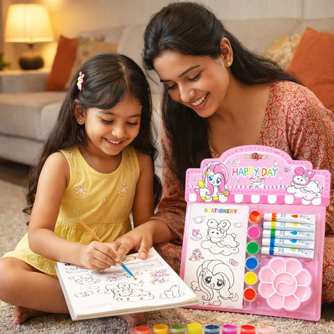 Kids Unicorn Painting Kit – Watercolor & DIY Art Set with Paint Tubes, Brush, Palette & Coloring Book – Cute Cartoon Drawing Kit for Girls, Creative Gift Set
