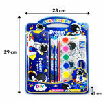 Kids Space Stationery & Painting Set – Astronaut Pencil Case with Watercolor Paints, Brush, Pencils, Eraser & Sharpener – DIY Art & School Supplies Kit for Boys & Girls