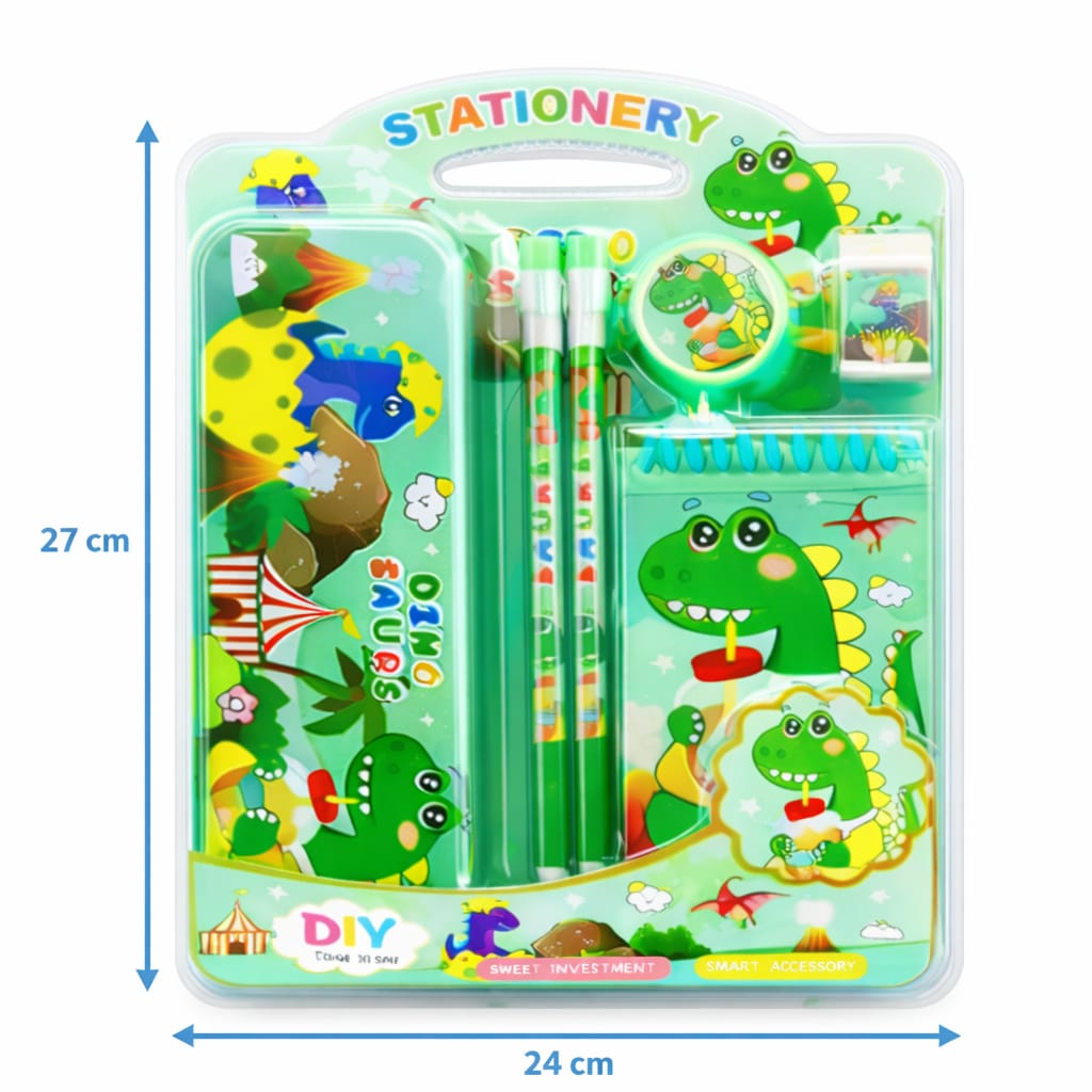 Cute Dinosaur Kids Stationery Set | Pencil, Eraser, Sharpener & School Supplies Kit