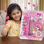 Cute Unicorn Kids Stationery Set | Pink School Supplies Kit with Pencil, Eraser, Sharpener & Notebook | Gift Set for Girls