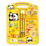 Panda Theme Stationery Set for Kids | Metal Pencil Box with Printed Pencils, Eraser, Sharpener & Spiral Notepad | Cute School Supplies Gift Kit for Boys & Girls