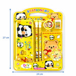 Panda Theme Stationery Set for Kids | Metal Pencil Box with Printed Pencils, Eraser, Sharpener & Spiral Notepad | Cute School Supplies Gift Kit for Boys & Girls
