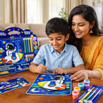 Kids Space Painting Art Set – 3 in 1 Watercolor, Sand Art & DIY Craft Kit with Paint Tubes, Brush & Tools – Astronaut Drawing Kit for Boys & Girls, Creative Gift Set