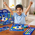 Kids Space Painting Art Set – 3 in 1 Watercolor, Sand Art & DIY Craft Kit with Paint Tubes, Brush & Tools – Astronaut Drawing Kit for Boys & Girls, Creative Gift Set