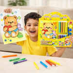 Kids Painting Art Set – 3 in 1 Watercolor, Sand Art & DIY Craft Kit with Paint Tubes, Brush & Tools – Cute Teddy Bear Drawing Kit for Boys & Girls, Creative Gift Set