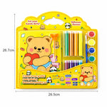 Kids Painting Art Set – 3 in 1 Watercolor, Sand Art & DIY Craft Kit with Paint Tubes, Brush & Tools – Cute Teddy Bear Drawing Kit for Boys & Girls, Creative Gift Set