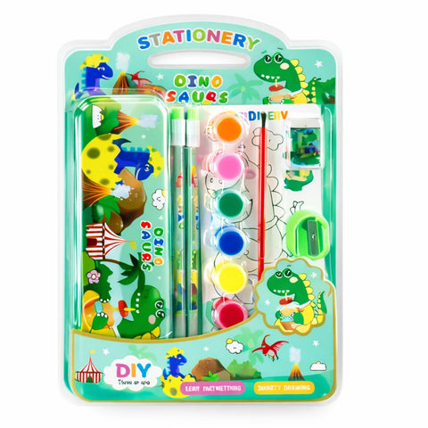 Kids DIY Coloring & Stationery Set with Pencil Box – Space, Dinosaur, Unicorn & Cartoon Themes | Crayons & Watercolor Art Kit | Birthday Return Gift School Supplies for Boys & Girls