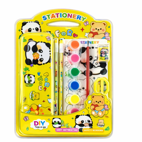 Kids Panda Stationery & Painting Set – Cute Pencil Case with Watercolor Paints, Brush, Pencils, Eraser & Sharpener – DIY Art & School Supplies Kit for Boys & Girls