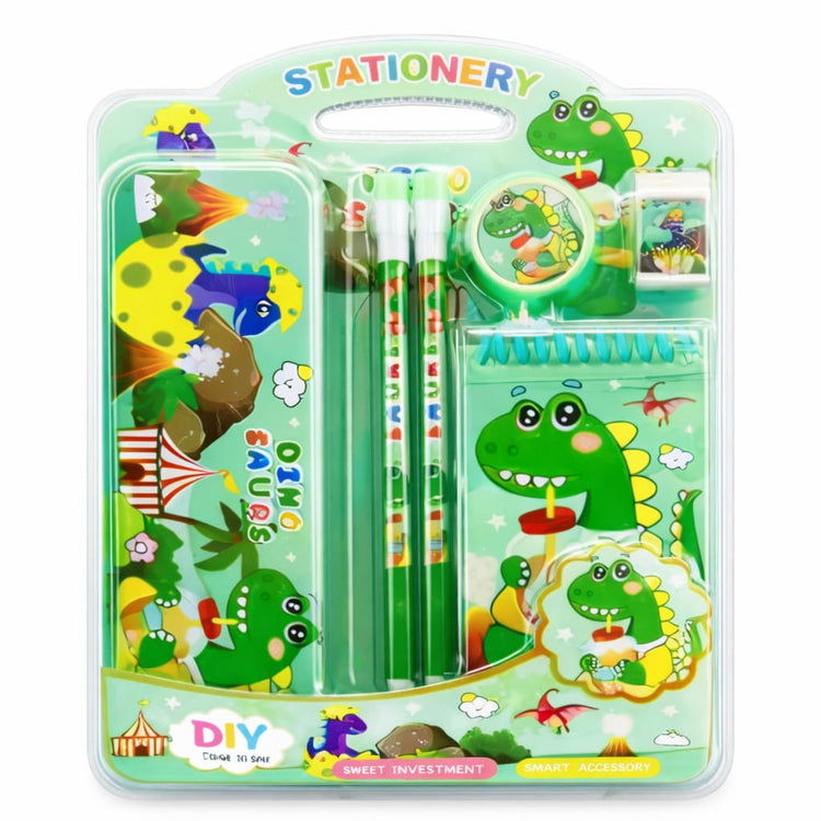 Cute Dinosaur Kids Stationery Set | Pencil, Eraser, Sharpener & School Supplies Kit