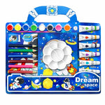 Kids Space Art & Craft Kit – Deluxe Painting Set with Watercolors, Acrylic Paint Tubes, Color Pencils, Brush & Palette – Astronaut Drawing Kit for Boys & Girls, Creative Gift Set