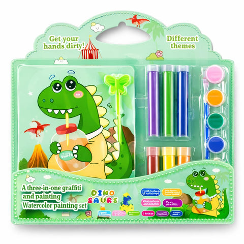 192 Pcs Kids Art & Craft Coloring Stationery Set – Space, Dinosaur, Unicorn & Cartoon Themes | 3-in-1 Sand & Watercolor Painting Kit | Birthday Return Gift Drawing Set for Boys & Girls