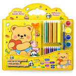 Kids Painting Art Set – 3 in 1 Watercolor, Sand Art & DIY Craft Kit with Paint Tubes, Brush & Tools – Cute Teddy Bear Drawing Kit for Boys & Girls, Creative Gift Set