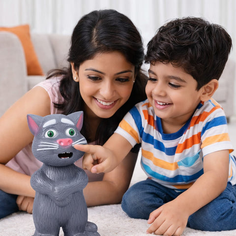 DHOOTHA™ Talking Cat Toy for Kids | Repeat Voice Interactive Plush Animal | Musical Mimicry Soft Toy with Sound | Birthday Gift for Boys & Girls