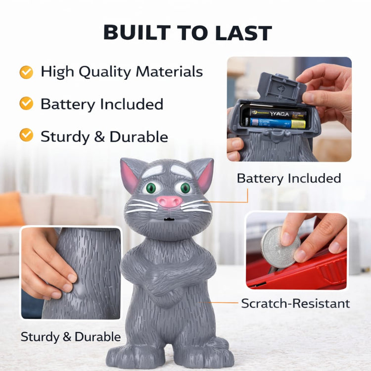 DHOOTHA™ Talking Cat Toy for Kids | Repeat Voice Interactive Plush Animal | Musical Mimicry Soft Toy with Sound | Birthday Gift for Boys & Girls