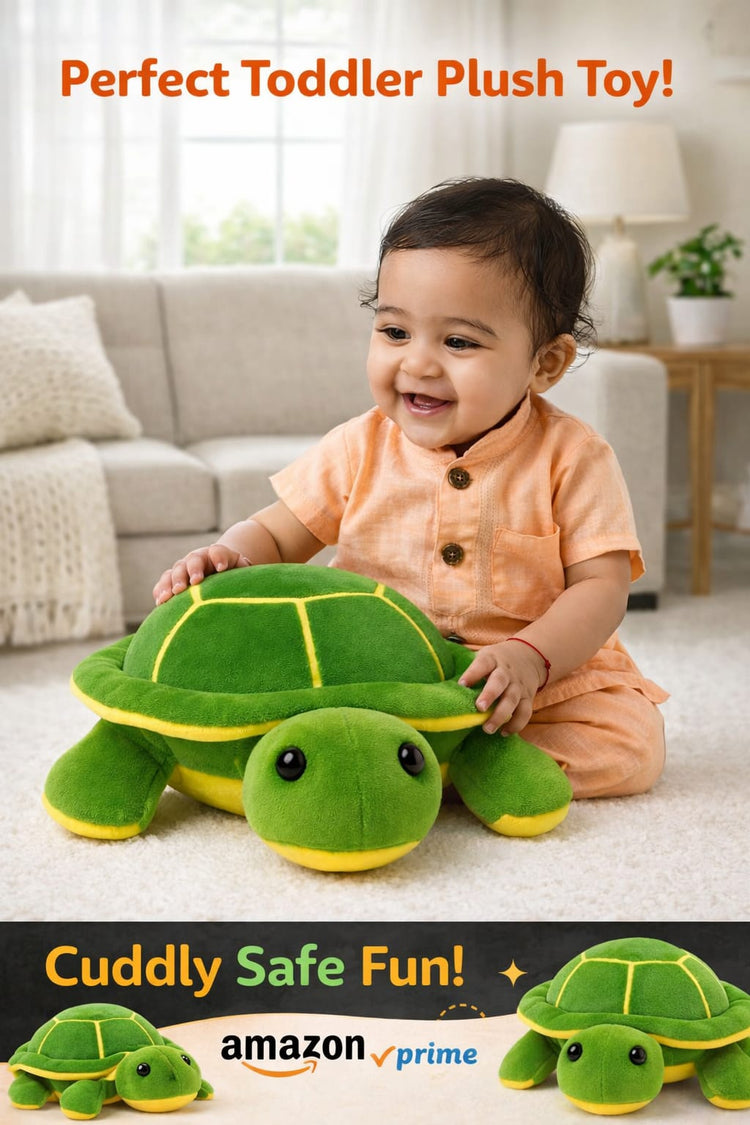 DHOOTHA™ Tortoise Soft Toy for Kids | Cute Turtle Plush Stuffed Animal Doll | Ultra Soft Huggable Gift for Boys & Girls | Birthday & Nursery Decor Present
