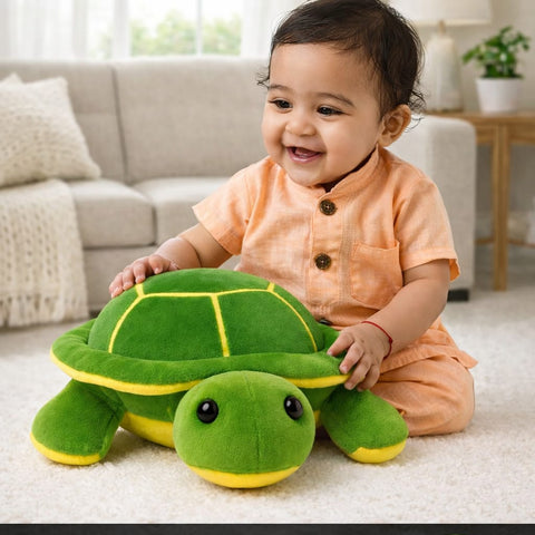 DHOOTHA™ Tortoise Soft Toy for Kids | Cute Turtle Plush Stuffed Animal Doll | Ultra Soft Huggable Gift for Boys & Girls | Birthday & Nursery Decor Present