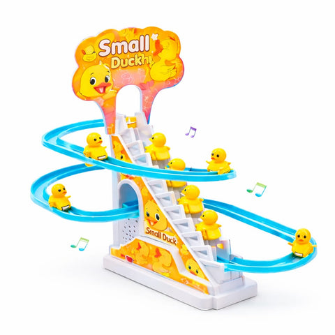 DHOOTHA™ Slide Track Duck Toy for Kids | Climbing Stairs Musical Duck Slide Set | Automatic Rolling & Light Toy | Early Learning Activity Gift for Boys & Girls 1–5 Years