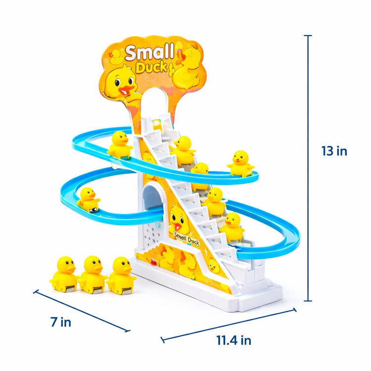 DHOOTHA™ Slide Track Duck Toy for Kids | Climbing Stairs Musical Duck Slide Set | Automatic Rolling & Light Toy | Early Learning Activity Gift for Boys & Girls 1–5 Years