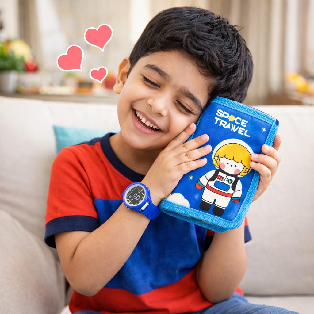Space Travel Kids Gift Set with Digital Watch – Cartoon School Supplies Kit with Notebook, Pencil, Sharpener & Eraser – Astronaut Stationery Set for Boys & Girls, Return Gift Pack