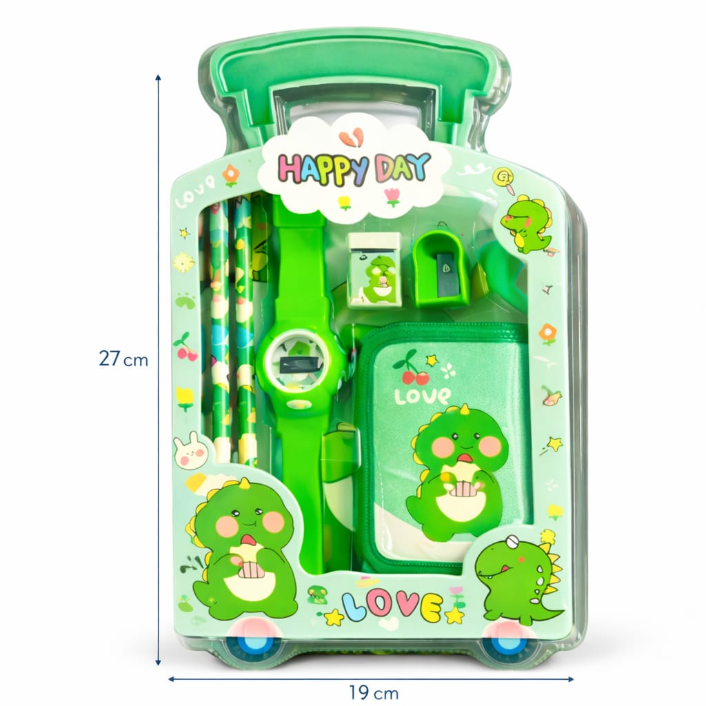 Kids Wallet & Digital Watch Gift Set with School Accessories – Dinosaur, Space, Bunny & Cute Cartoon Themes | Birthday Return Gift Combo for Boys & Girls | Travel Suitcase Style Box