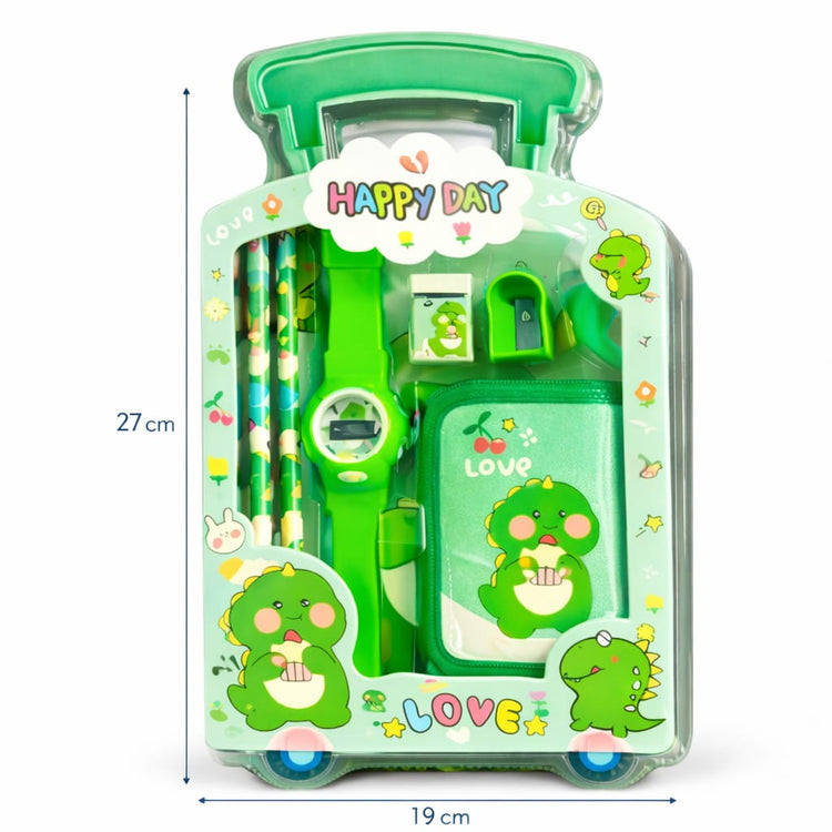 Kids Wallet & Digital Watch Gift Set with School Accessories – Dinosaur, Space, Bunny & Cute Cartoon Themes | Birthday Return Gift Combo for Boys & Girls | Travel Suitcase Style Box