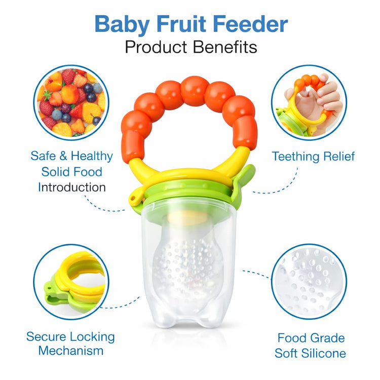 DHOOTHA™ Fruit Nibbler for Babies | BPA Free Silicone Feeder Pacifier for Fresh Fruits & Vegetables | Safe Self Feeding Teether for Infants | Easy Grip Toddler Food Dispenser